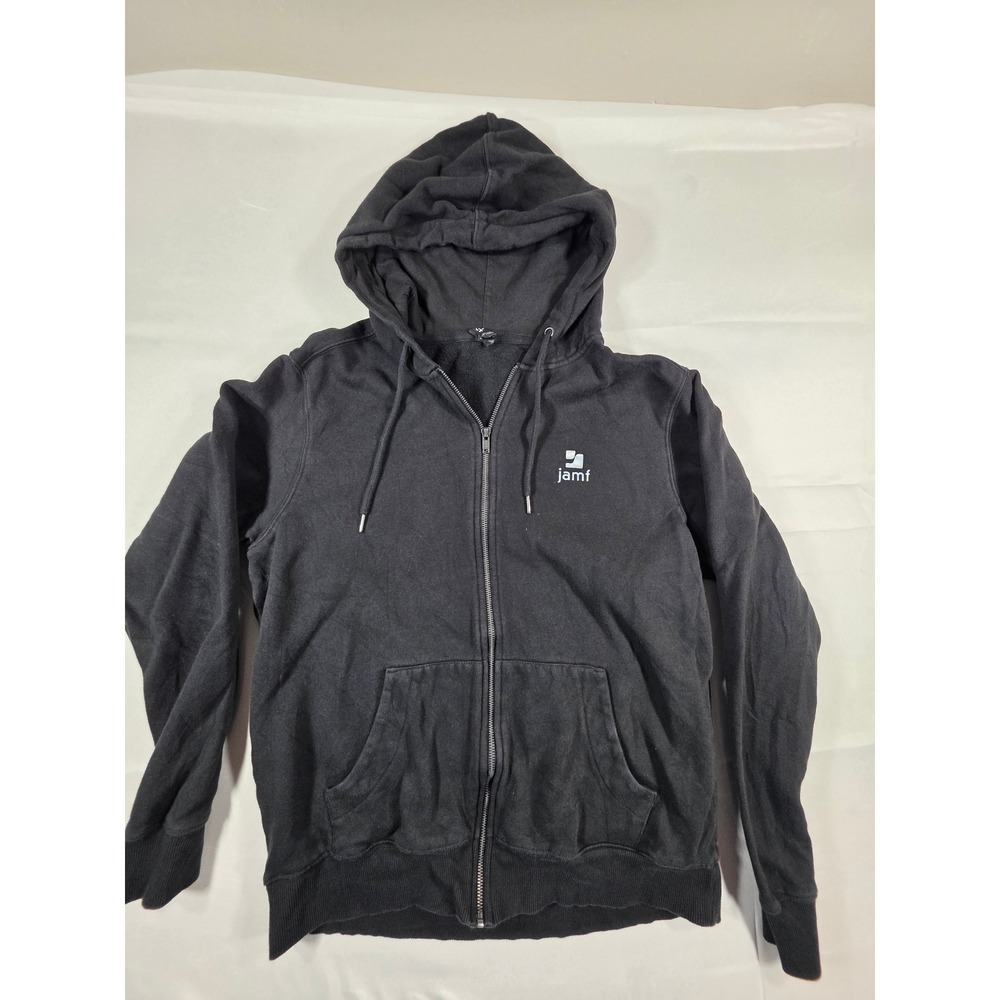 District Mens Jamf Logo Perfect Weight Fleece Full Zip Hoodie Black Size Large